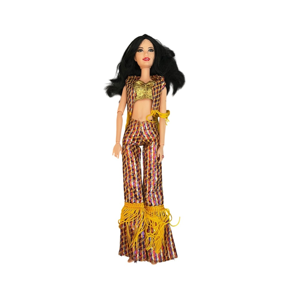 Cher Celebrity Fashion Doll Raquelle Style Cher Jumpsuit Yellow‎ Fringe Outfit